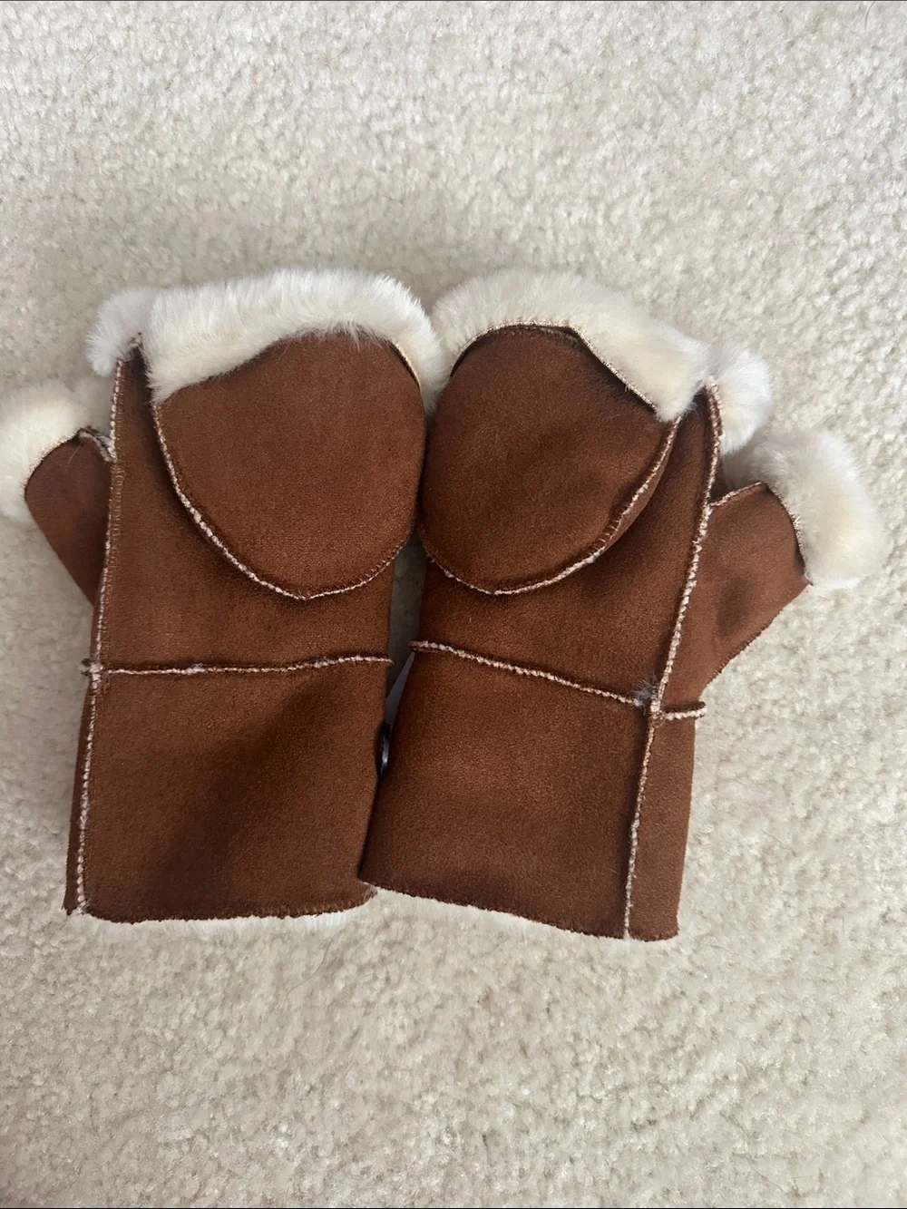 Surell Brown Faux Shearling Trim Baby Booties